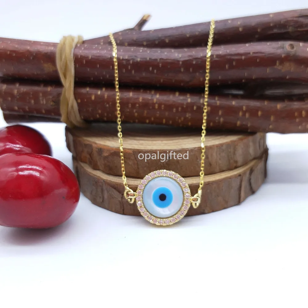 

2019 Hot!!Free shipping Round/Marquise evil eye jewelry high quality mother of pearl evil eye pendant necklace for free shipping