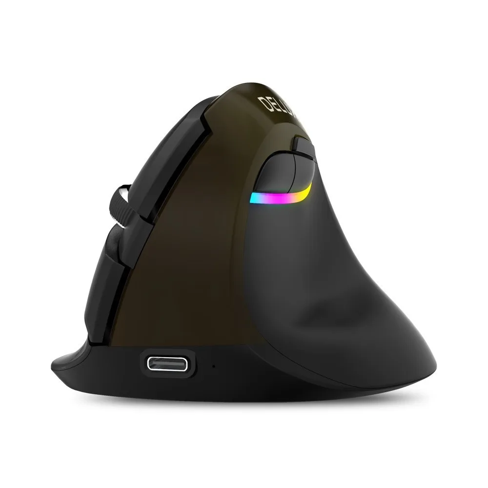Delux M618 Mini Ergonomic Vertical Mouse Bluetooth Vertical Mouse 2.4 Ghz Wireless Vertical Mouse Ergonomic RGB Backlit