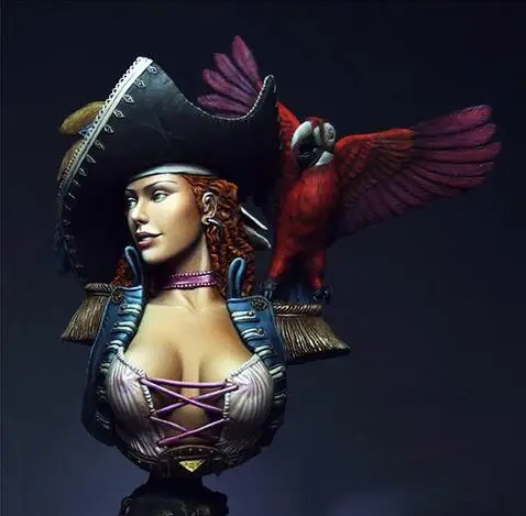 

1/8 Resin Model Building Kit bust Parrot and female pirate