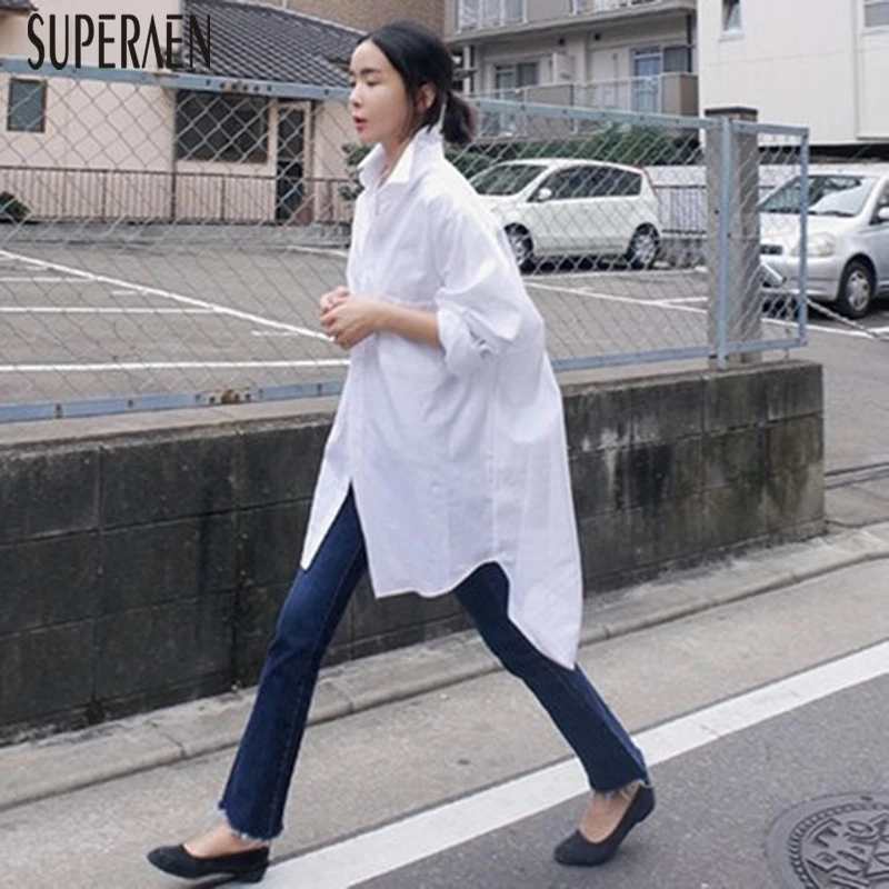 

SuperAen 2019 Spring and Autumn New Women Shirt Cotton Casual Wild Fashion Blouses and Tops Female Korean Style Women Clothing
