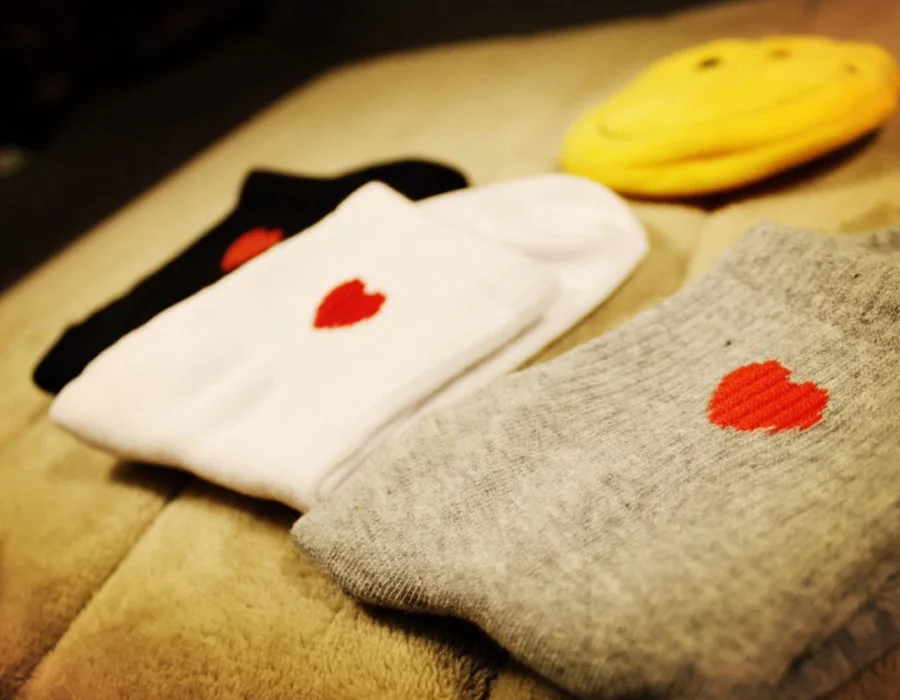 

[COSPLACOOL] Heart Shaped Embroidery Envelope Patterned Solid color women socks Japanese Cute Cotton Short Socks