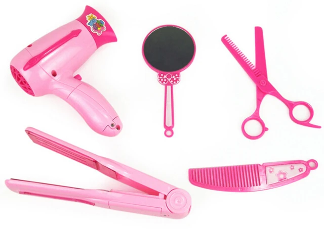 new arrival 5pcs set kid play house toy haircut dryer mirror comb