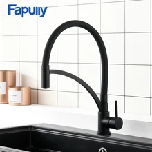 Fapully Black Kitchen Faucet New Design Dual Pull Down Sink Mixer Hot Cold Water Kitchen Tap 360 Degree Rotating Brass Taps 931 Fapully Black Kitchen Faucet New Design Dual Pull Down Sink Mixer Hot Cold Water Kitchen Tap 360 Degree Rotating Brass Taps 931