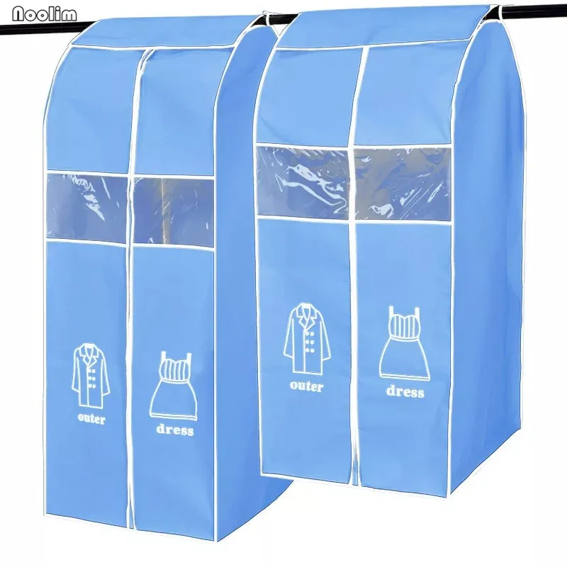 Transparent Hanging Three-dimensional Dustproof Clothes Cover for Garment Suit Dress Coat Cloth Large Capacity Storage Bags - Цвет: Blue