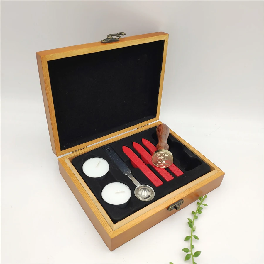 

Sealing Wax Stamp Wooden Gift Box Set Retro S Creative Design Copper Stamp For Letter Document Sealed Envelope Signature