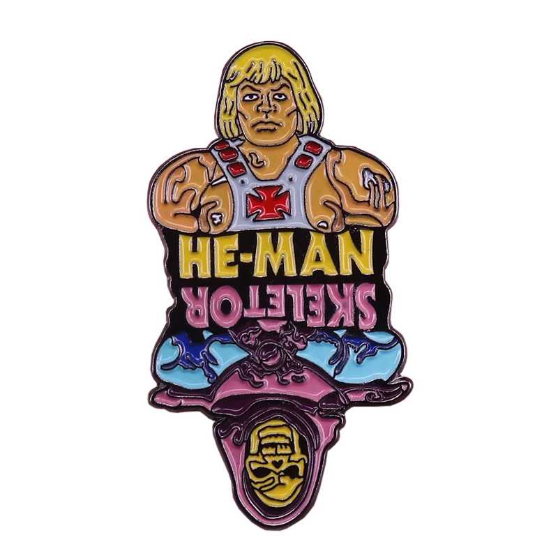 

He-Man skeletor flip pin retro 80s cartoon brooch Masters of the universe He-Man badge collection gift