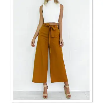 

New Womens Ladies Summer Casual Culottes High Waist Wide Trousers Pants