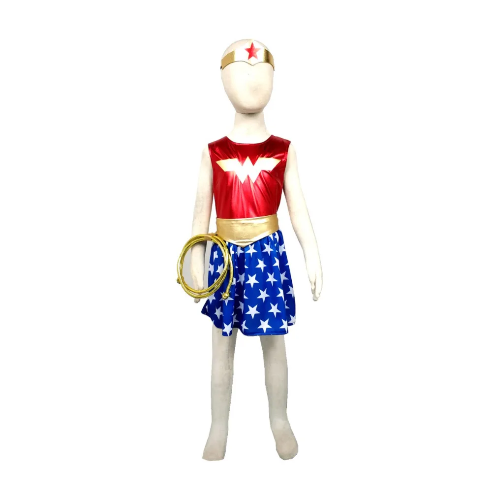 New Deluxe Wonder Woman Movie Costume for Kids Halloween Costume for (3-9Years)Girls Party Dress
