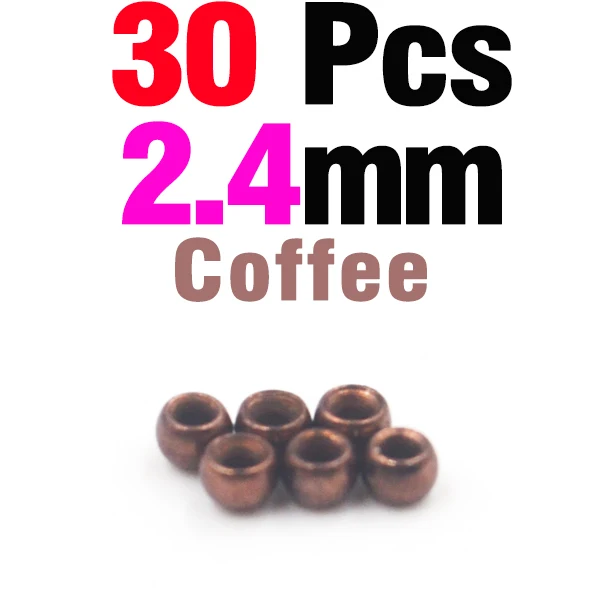 MNFT 30 шт красочные латунные бусины размеры 2 мм 2,4 мм 2,8 мм 3,2 мм 3,4 мм 3,8 мм Материалы для завязывания Nymph стример жуков аксессуары - Цвет: 30P 2dot4 Coffee