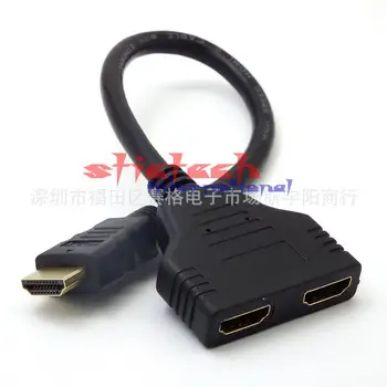 

by dhl or ems 100pcs 2 Port HDMI Splitter 1 In 2 Out Male to Femal Video Cable Adapter Switch Converter For Audio TV
