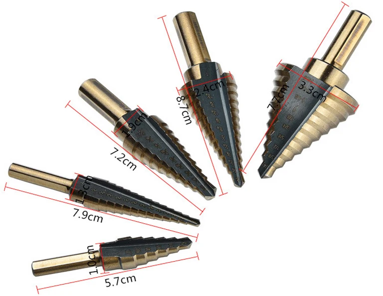 Cutting yotijar Pack of 5 HSS Step Drills Conical Drill Conical Drill Set Conical Drill Cutting yotijar Pack of 5 HSS Step Drills Conical Drill Conical Drill Set Conical Drill
