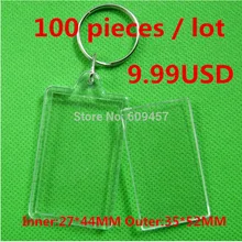 100 шт./лот акриловые прозрачные брелки фото брелки в виде рамки крестиком брелки DIY пустые цепочки для ключей