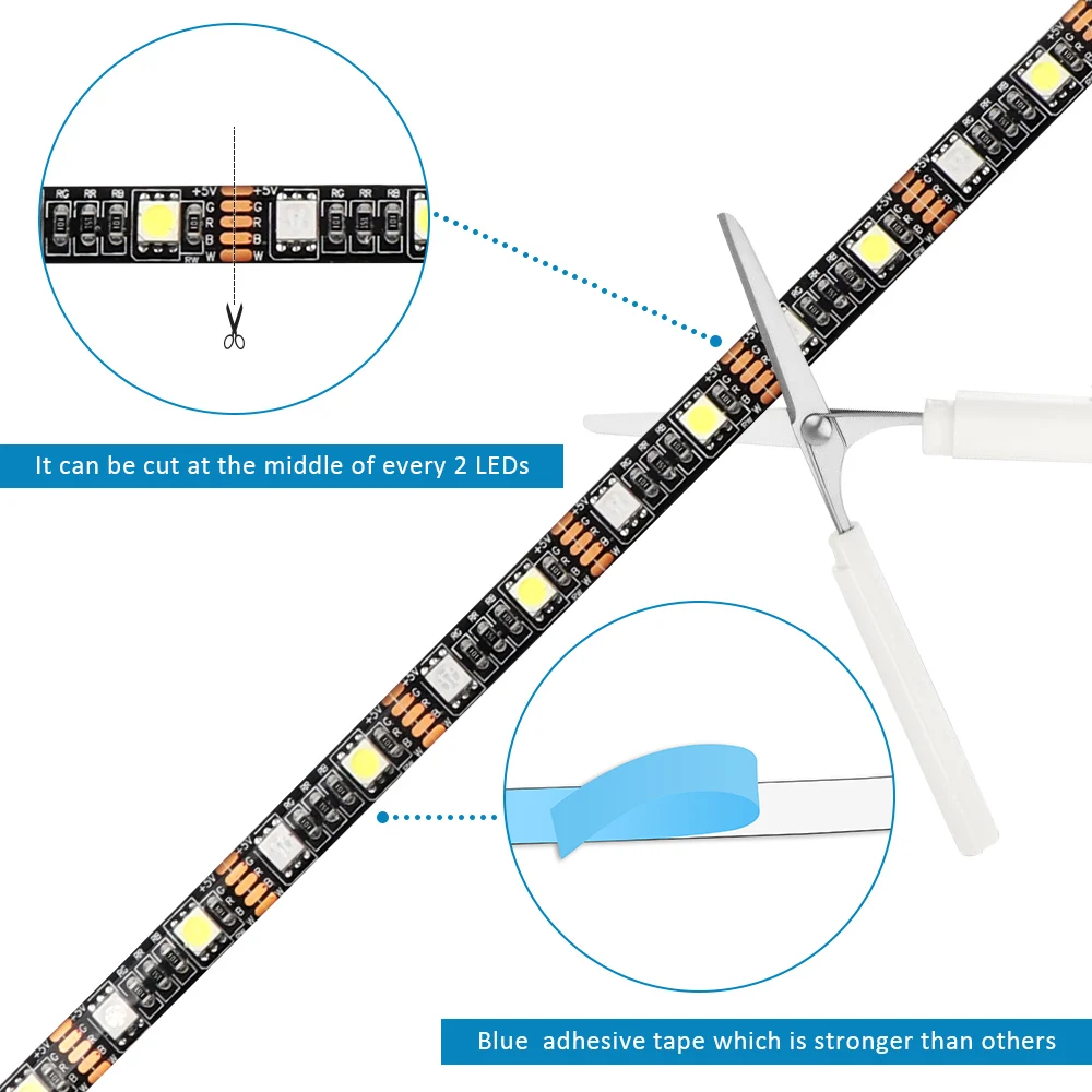  USB LED Strip DC 5V 50CM 1M 2M 3M 4M IR 40Key Controller APP Bluetooth Control Flexible Light Desk 