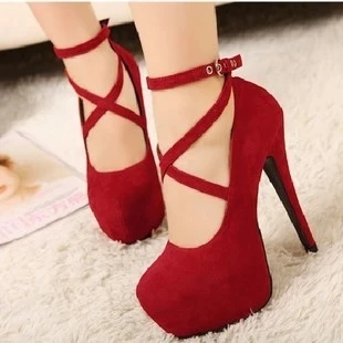 Korean version of the new ultra high heel stiletto shoes XL fashion cross strap waterproof platform women's single product trend