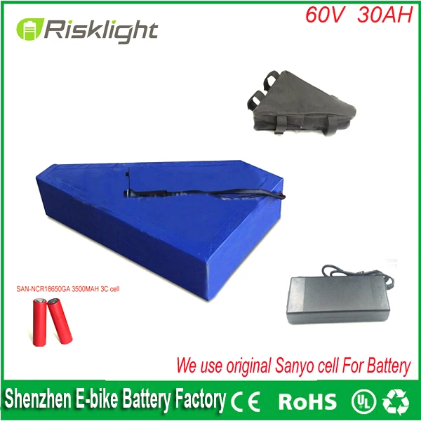 

Fast delivery triangle style lithium battery 60v 30ah electric bike battery 60v 30ah lithium ion battery with Use Sanyo Cell