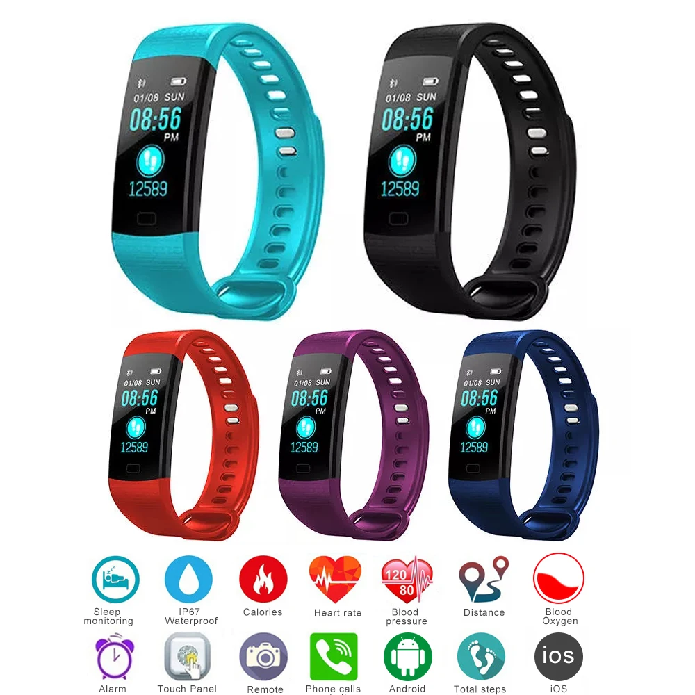 

Sport Smart Bracelet Color Screen Y5 Smart Band Wristband Heart Rate Monitor Fitness Bluetooth Blood Pressure Monitor Smartband