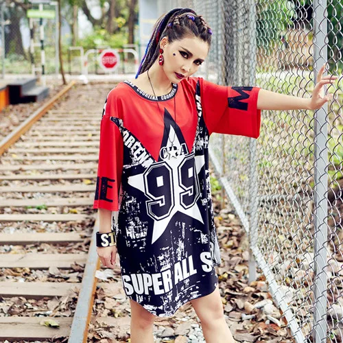 Харадзюку, летняя модная длинная футболка, женские свободные топы,, Vestidos, с надписями, Одежда для танцев в стиле хип-хоп, женские топы, футболки - Цвет: 806203