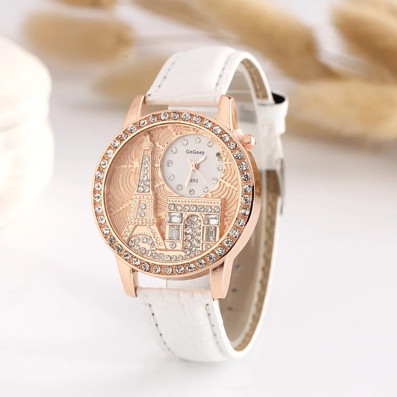 

Women Watches Leather Band Effiel Tower Casual Fashion Arc de Triomphe relogio feminino Gift for Students montre femme ZC019