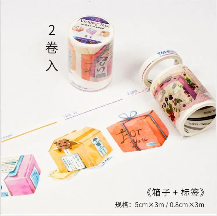 box label 2 шт./лот акварель пространство для хранения шкаф коробка украшения планировщик васи ленты DIY дневник альбом Скрапбукинг изоляционная лента Эсколар - Цвет: box label