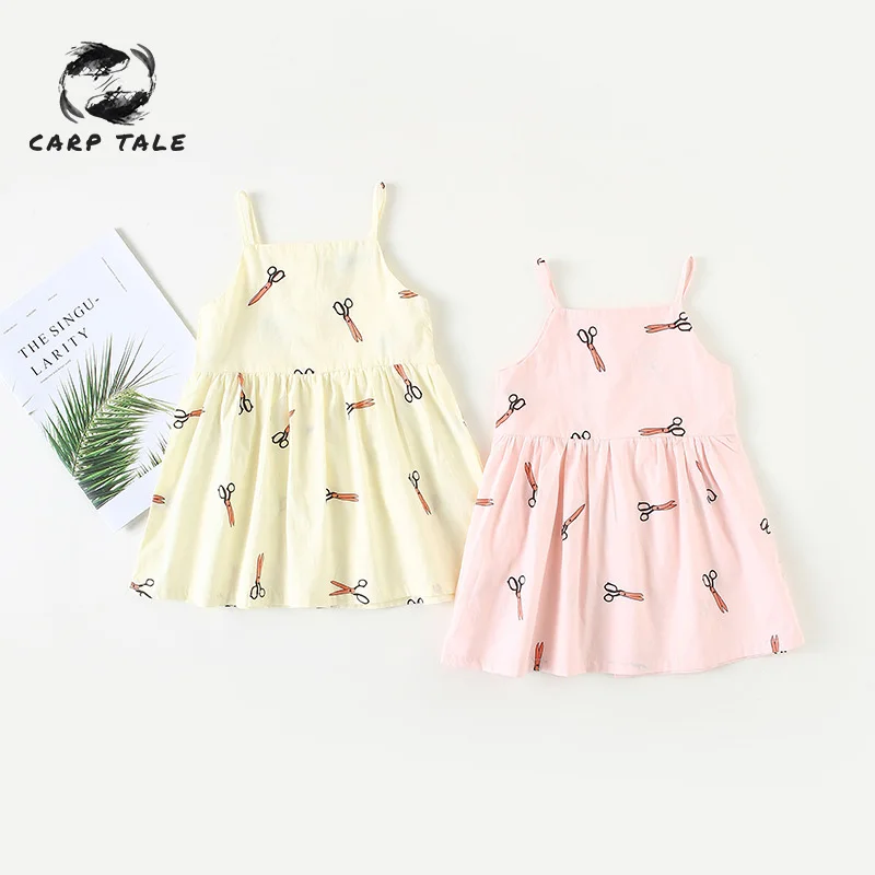 

2019 baby strap dress cotton Korean cute small scissors strap children dress fashion princess baby dress little girl clothes