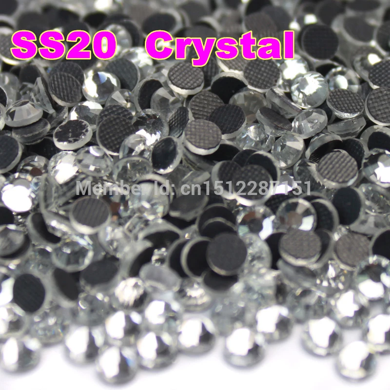 

Promotion! SS20 1440pcs/Bag Clear Crystal DMC HotFix FlatBack glass Rhinestones strass,trim heat transfer Hot Fix crystal stones