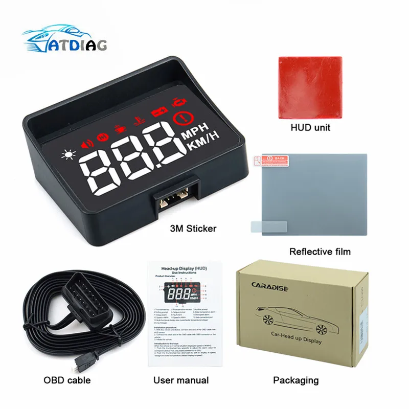 Новейшая модель A100S с блендой лобовое стекло проектор OBD2 II EUOBD HUD Дисплей