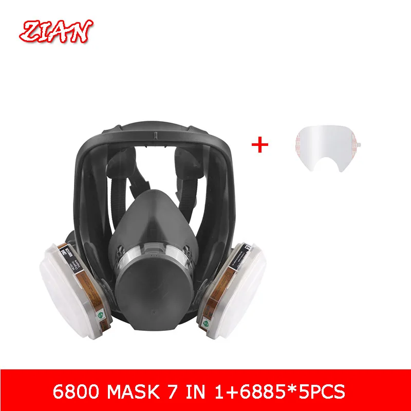 

12 Items in 1 as 6800 Gas Mask Full Face Mask Spray Chemical Respirator with 6885 Protective Film Adapter 6000 Series Filter