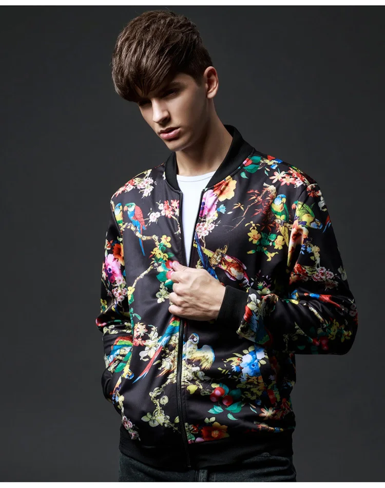 Grandwish Man Jacket Flower Print Spring and Autumn New Mens Jacket Zipper Brand Streetwear Hip Pop Bomber Jacket Men,DA453 Grandwish Man Jacket Flower Print Spring and Autumn New Mens Jacket Zipper Brand Streetwear Hip Pop Bomber Jacket Men,DA453