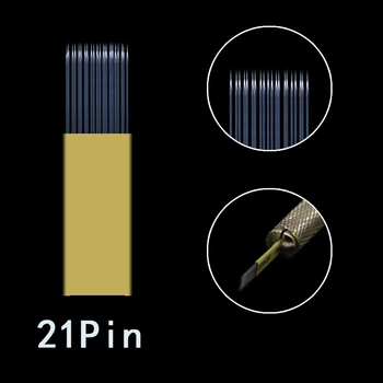 

500pcs mixing 21Pin Microblading Shading Blades Tattoo Needles DOUBLE ROW Microblading Needles Fog Brow Needle free shipping
