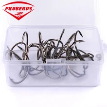 50 шт./кор. Proberos рыболовный крючок HKBX013 черный 1/0#2/0#3/0# приманка рыболовных крючков из высокоуглеродистой Сталь тройные Крючки рыболовные Шестерни коробка для рыбалки