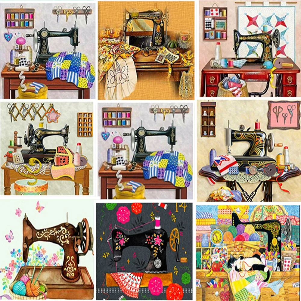 (30x40cm)5D Diamond Embroidery Sewing Machine DIY Diamond Painting Full Square Rhinestone Paste Crafts Needlework Gift Home Decoration