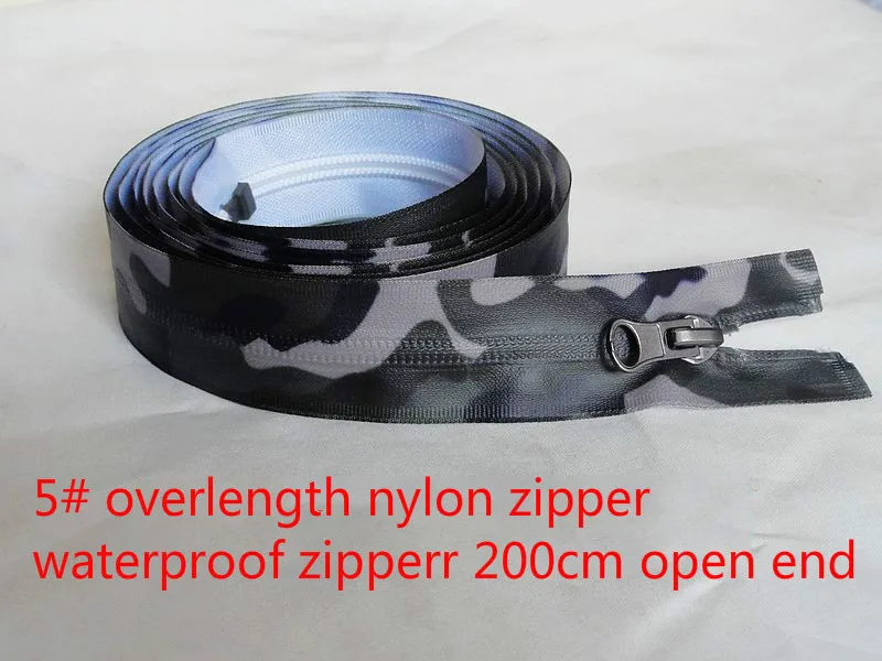 

Free shipping #5 camouflage zipper nylon zipper 200cm open end 2pcs/lot waterproof zipper for sewing diy outdoor tents PVC