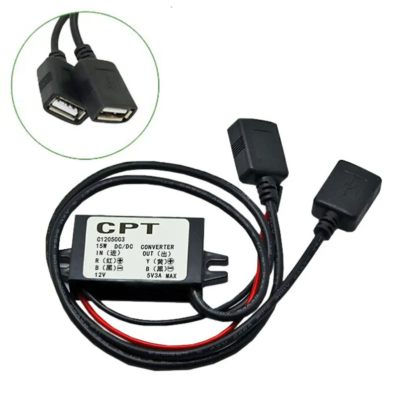 

Hot Hot Dual Double 2 USB DC-DC Car Converter Module 12V to 5V 3A 15W Power Adapter