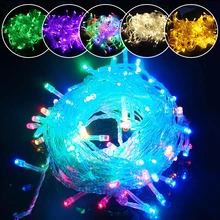 10 м RGB светодиодный светильник-гирлянда, Рождественский светильник s, украшение для рождественской елки, 100 светодиодный s водонепроницаемый праздничный гирлянда, сказочный светильник s
