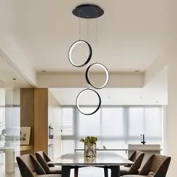 Современная светодиодная люстра световое кольцо круглые черные белые светильники для гостиной столовой кухни Круговое освещение люстра