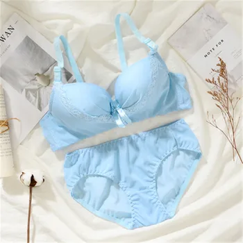 

New Brand New Vintage Lace Embroidery Underwear Set 1/2 Cup Gather Bra Set Hot Sale Cozy Push Up Girl Bra Brief Sets