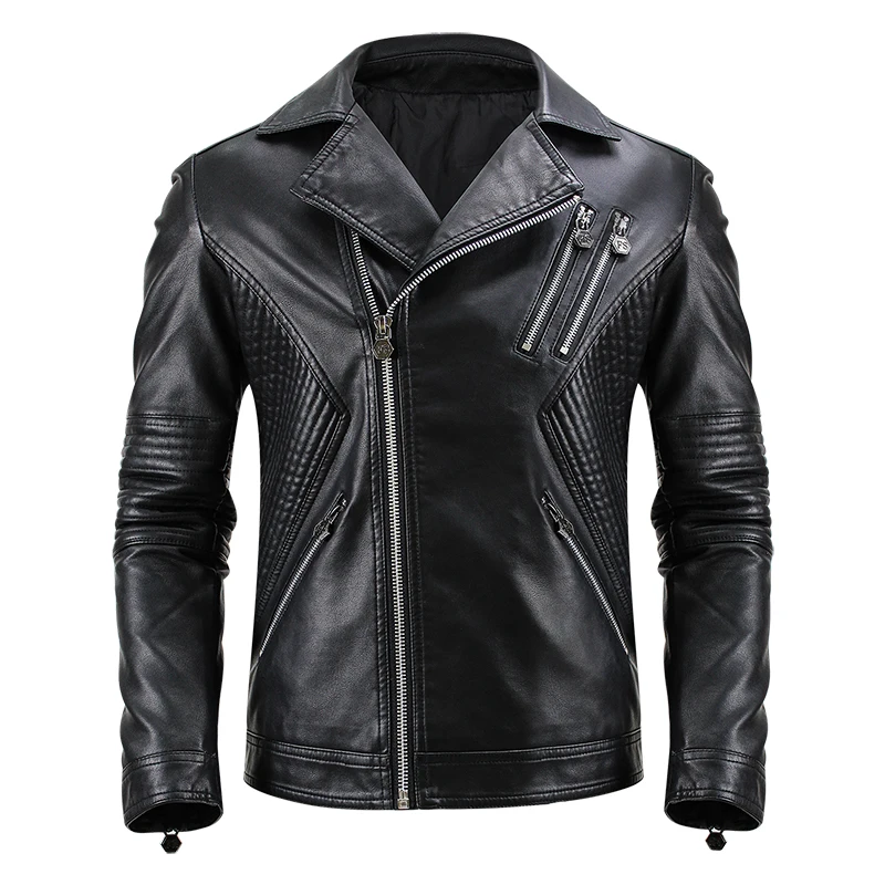 

2019 Autumn Winter Patchwork Men Faux Leather Jacket England Style Bomber PU Jackets and Coats Black Hip Hop Streetwear Outwear