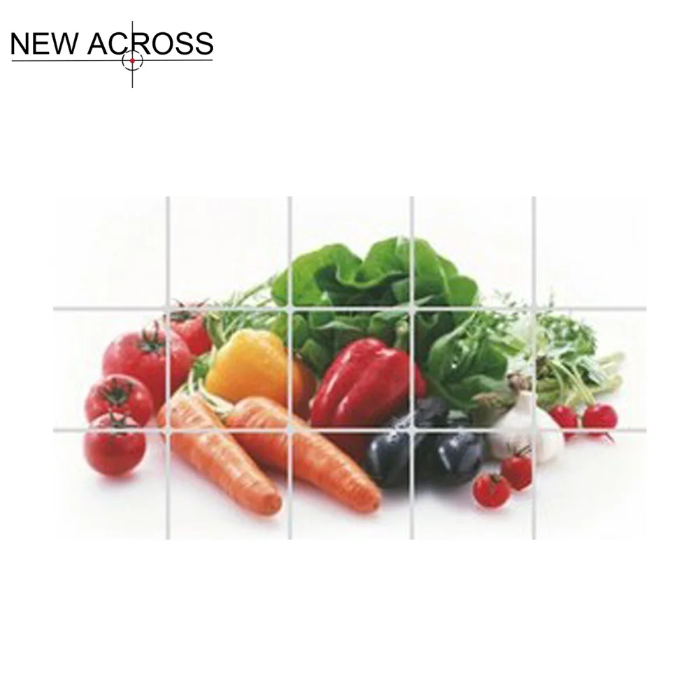 GUHD 1pc Kitchen Wall Stickers Aluminum Foil Waterproof 750X450mm Kitchen Living Room Wall Picture More Style Design Decoration