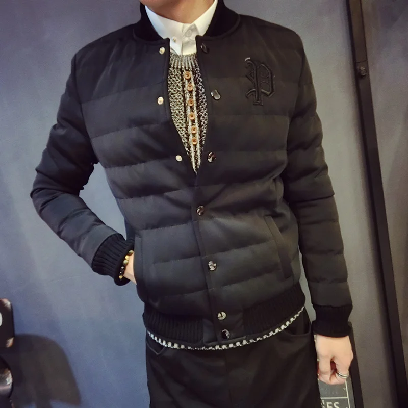 new winter coat male Korean Short Jacket Mens youth baseball uniform thin coat Metrosexual thick cotton padded jacket