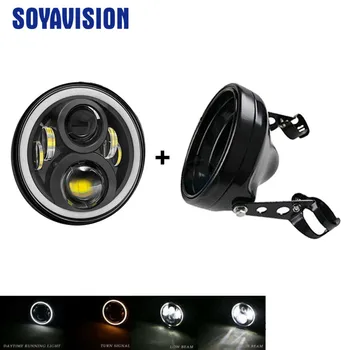 

7 Inch DOT SAE E9 Motorcycle Projector Headlamp with Angle Eye Led Headlight 7inch Housing Bucket