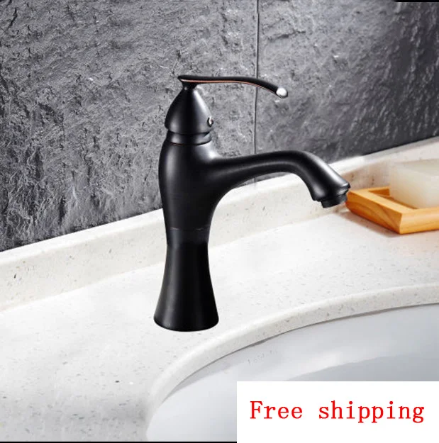 

Oil Rubbed Bronze wash basin faucet mixer tap, Copper bathroom sink basin faucet black, Antique ORB basin faucet hot and cold