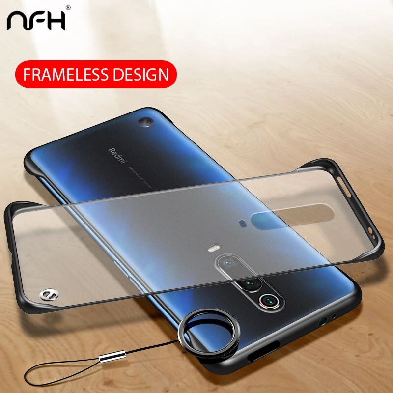 

Transparent Frameless Phone Case For Xiaomi Mi 9T 9 8 SE Scrub Hard PC On Redmi K20 7A 7 Note 7 Pro Back Cover With Finger Ring