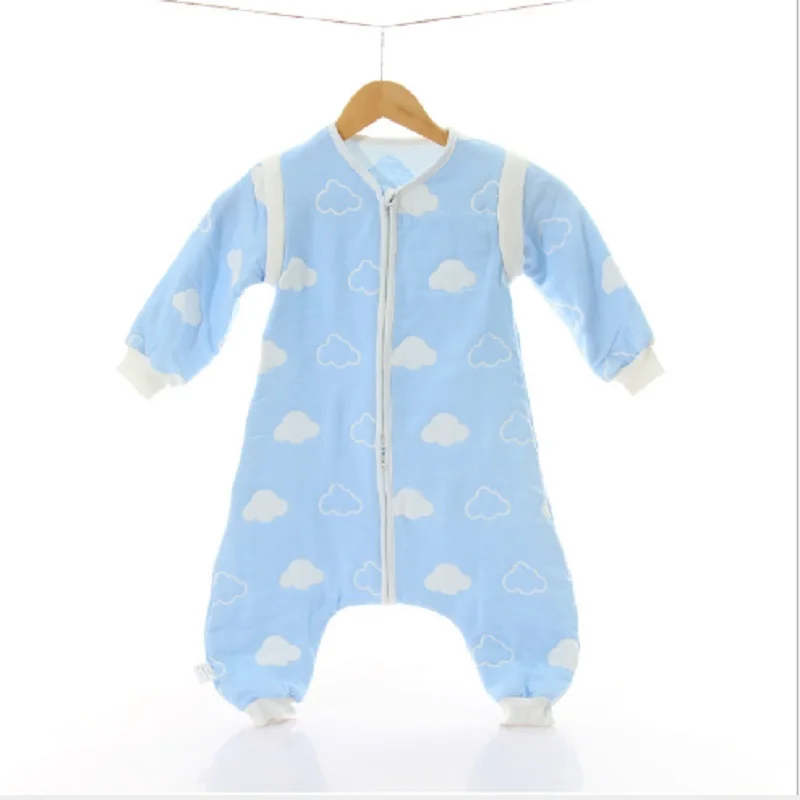Хлопковый Конверт для новорожденных, детское постельное белье из муслина, милый стиль, с длинными рукавами, для сна, мягкий хлопковый для младенцев, газовая спальный мешок - Цвет: blue cloud