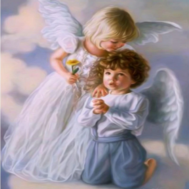 Diamant Peinture Dessin Anime Petit Ange Bebe Cadeau Resine Ronde Perceuse Diamant Broderie Scenique Diamant Masic Couture Aliexpress