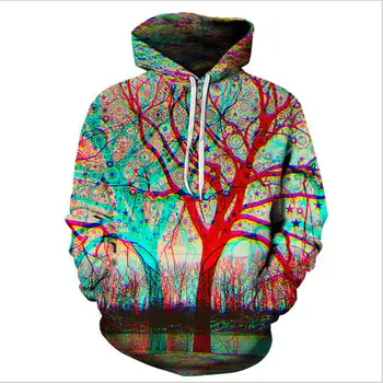 

2019 new men's hoodie sweatshirt, colorful spray-painted tree hoodie Hip Hop streetwear Asian size Plus 4XL
