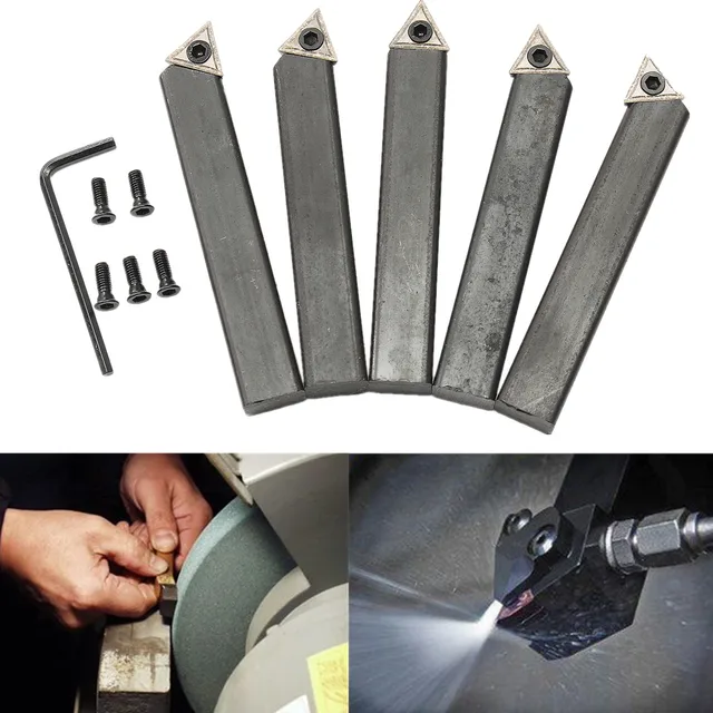 5Pcs 12mm(1/2″) For CNC Machine Style “A” “B” “E” Indexable Carbide Tipped Lathe Cutter Tool Set Smoothly for Metal Lathe Use