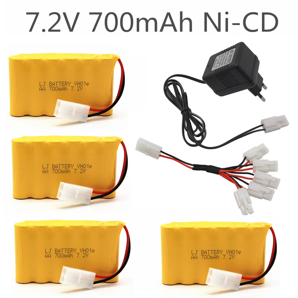 7,2 v 700mah AA NI-CD батарея с 7,2 v зарядным устройством набор для электрических игрушек автомобиля Telerobot лодка пульт дистанционного управления Танк L6.2-2P разъем