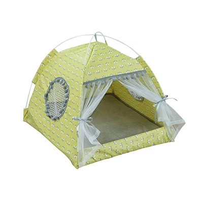 Летние для домашних животных собак палатка дом дышащая будка для питомца с сеткой портативный складной Открытый сетка Кошка маленькая собака охлаждающая палатка дом - Цвет: Yellow