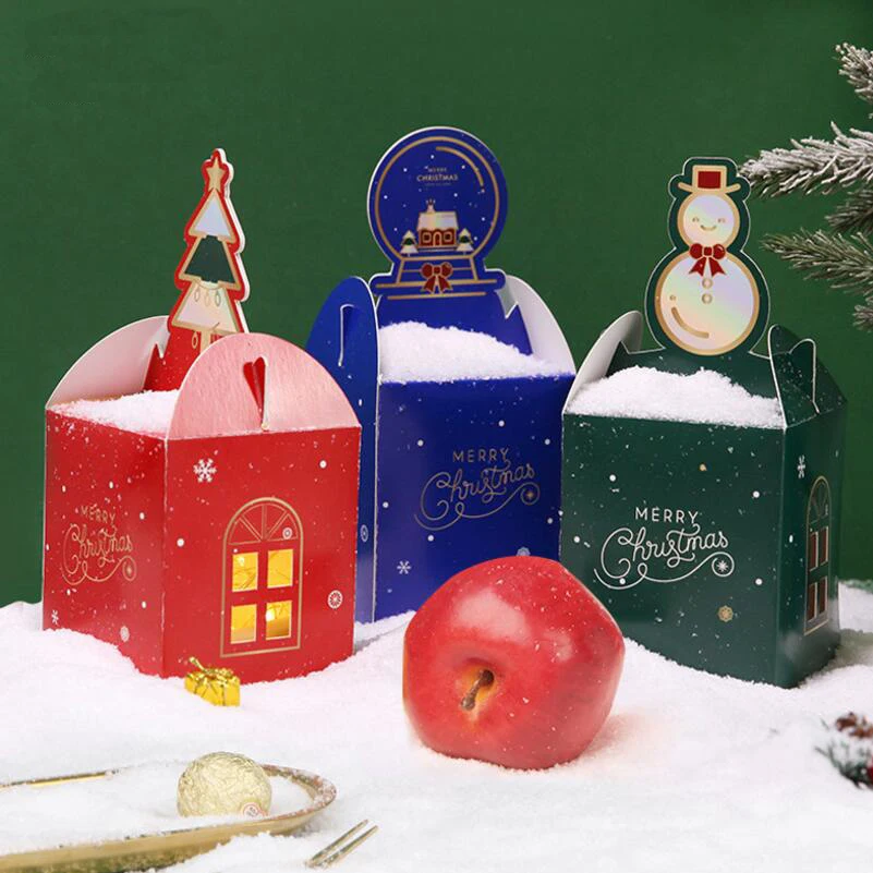 

20pcs/lot Creative Cartoon Christmas Folding Gift Box Christmas Tree Snowman Paper Cookies Candy Boxes Christmas Gift Bag
