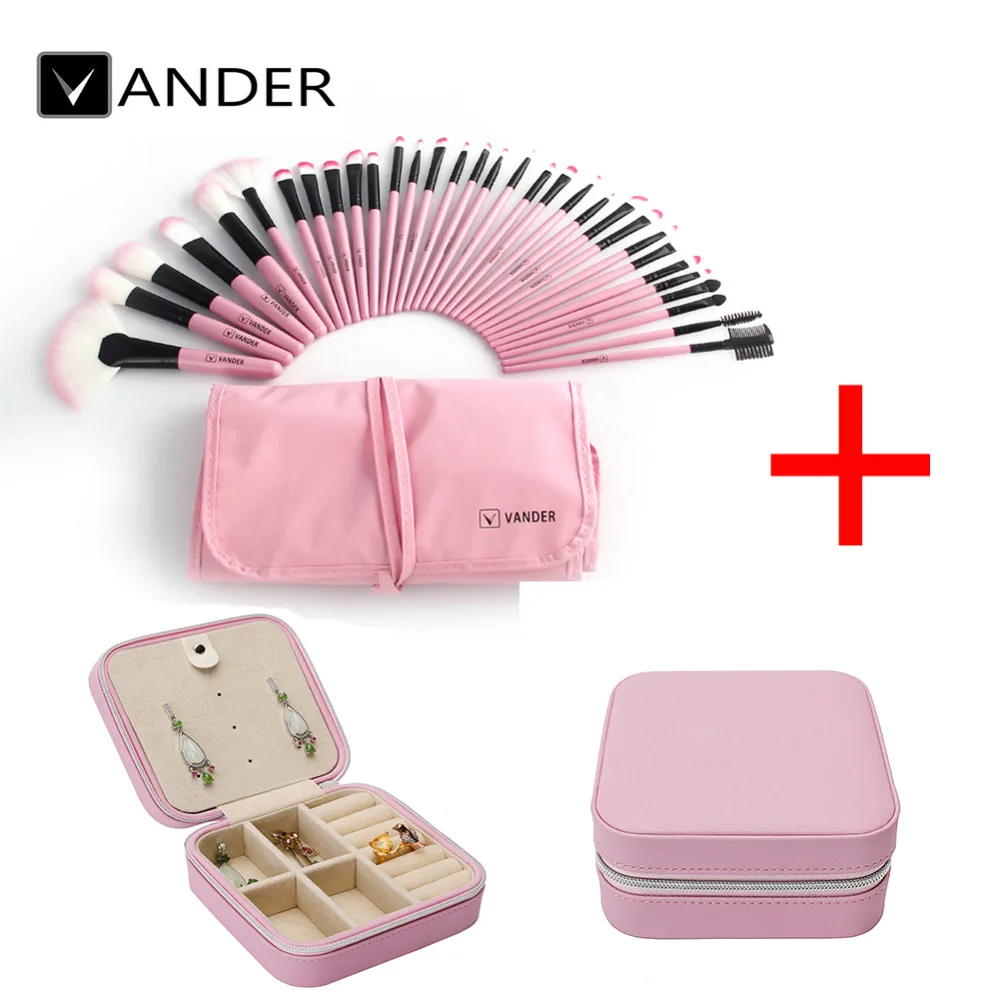 32Pcs Pink Pro Makeup Brushes Set Foundation Powder Blush Eyeliner